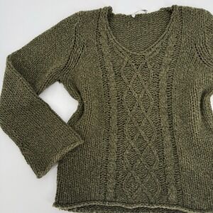 Womens Cable Knit Sweater M Fisherman Earthy Indie Boho Grunge Goblin Rustic